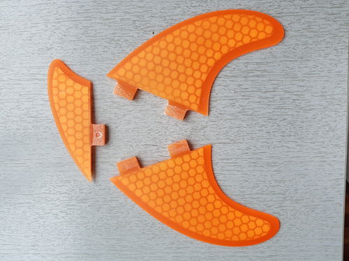 Riverboard/Shortboard fin set 3 pcs. (orange)
